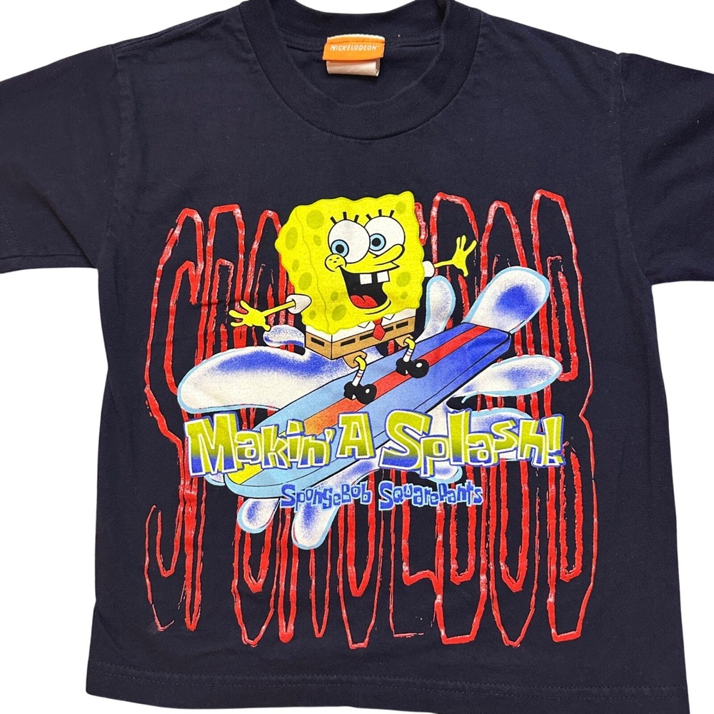 Vtg '02 Nickelodeon Spongebob SquarePants Graphic Short Sleeve T-shirt Youth 5/6